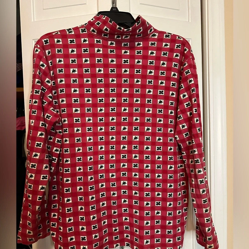 Vintage Large St John's Bay Holly print Christmas Holiday turtle neck - Picture 5 of 5